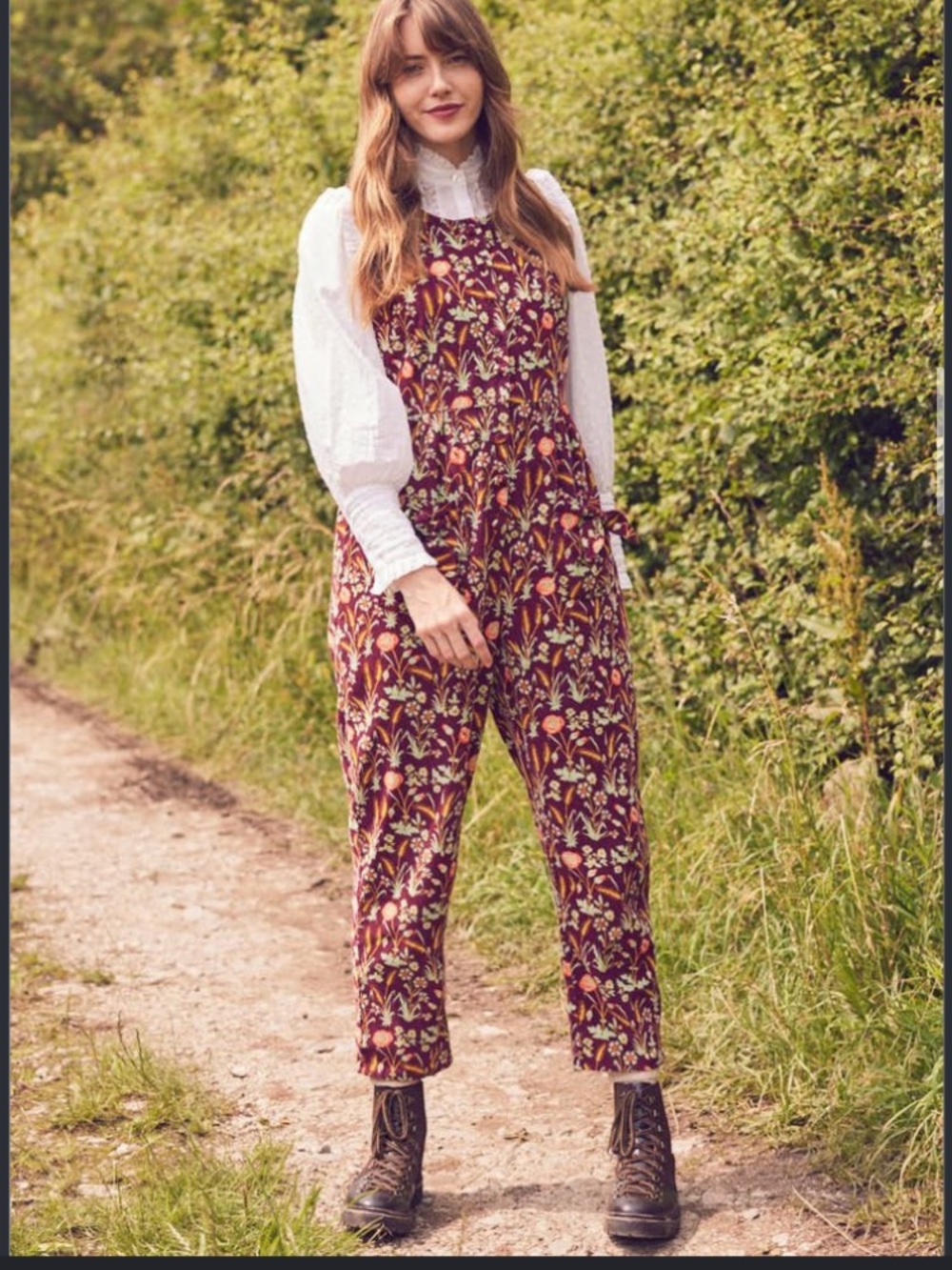 NWT Laura Ashley x Joanie Deryn Cordelia Floral Print Corduroy Jumpsuit
